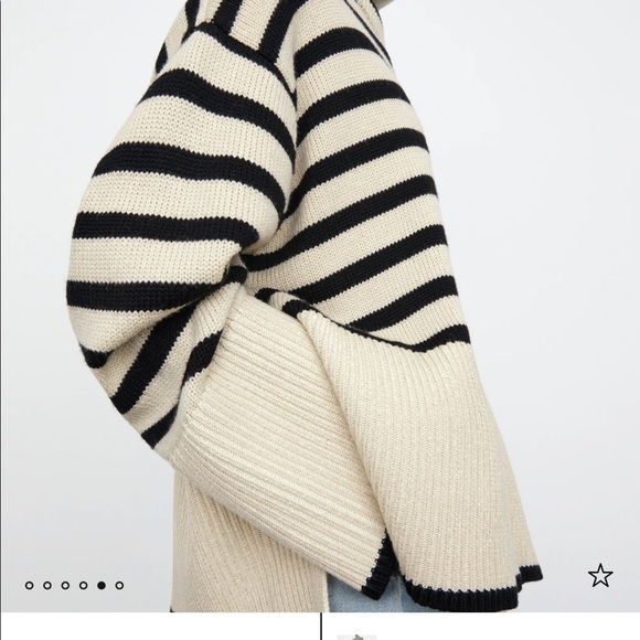 SOLD - Toteme Signature stripe turtleneck light sand stripe sweater - Picture 2 of 7